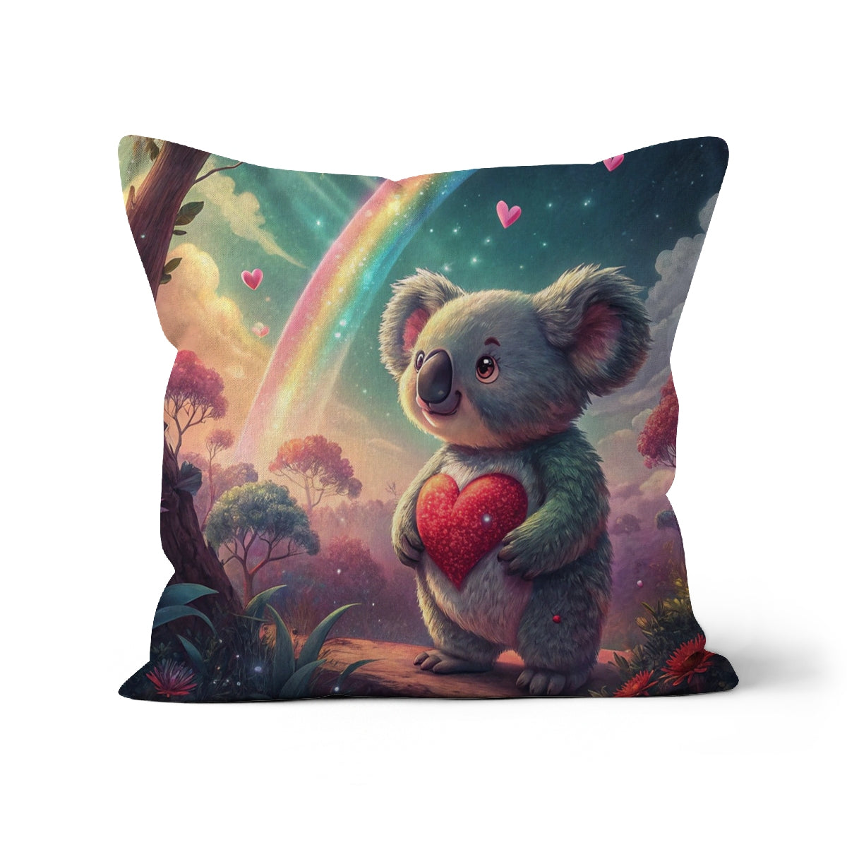 Koala Cute Love Heart Rainbow Cushion