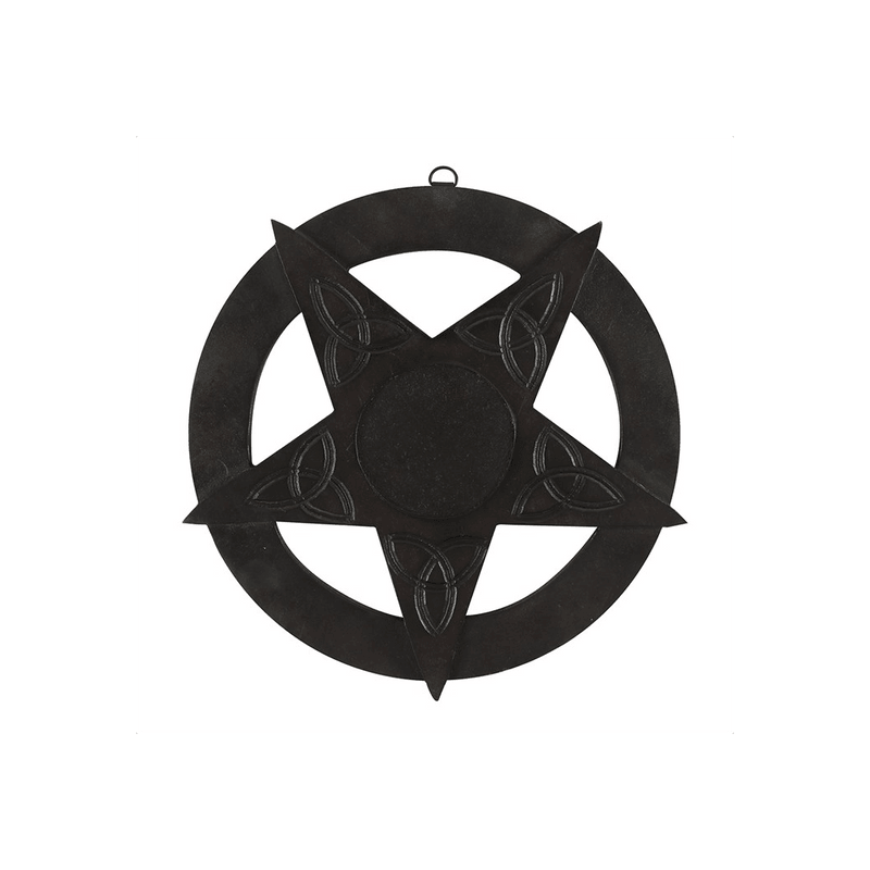 12 Inch Black Wood Pentagram - DuvetDay.co.uk