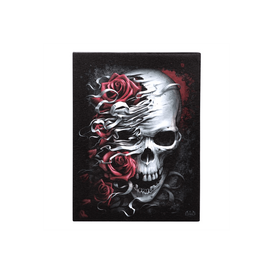 19x25cm Skulls n Roses Canvas Plaque by Spiral Direct - DuvetDay.co.uk