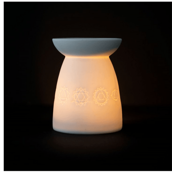 White Ceramic Seven Chakra Oil Burner