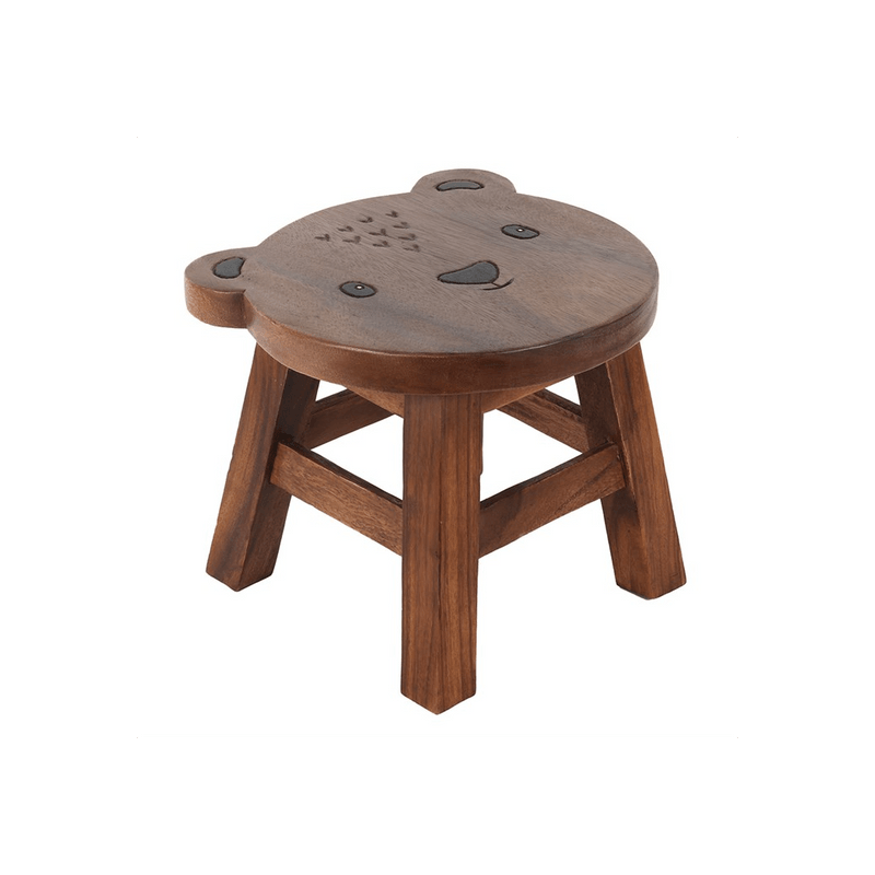 26cm Children's Wooden Bear Stool - DuvetDay.co.uk