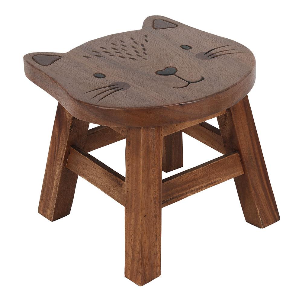 26cm Children's Wooden Cat Stool - DuvetDay.co.uk