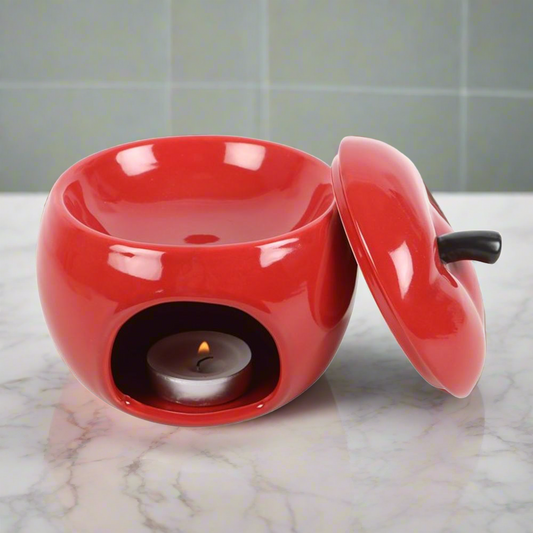 Red Apple Ceramic Oil Burner - DuvetDay.co.uk