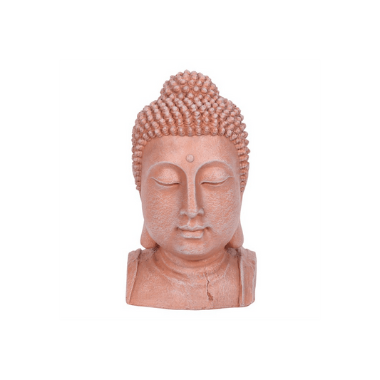 41cm Terracotta Effect Buddha Head Ornament - DuvetDay.co.uk