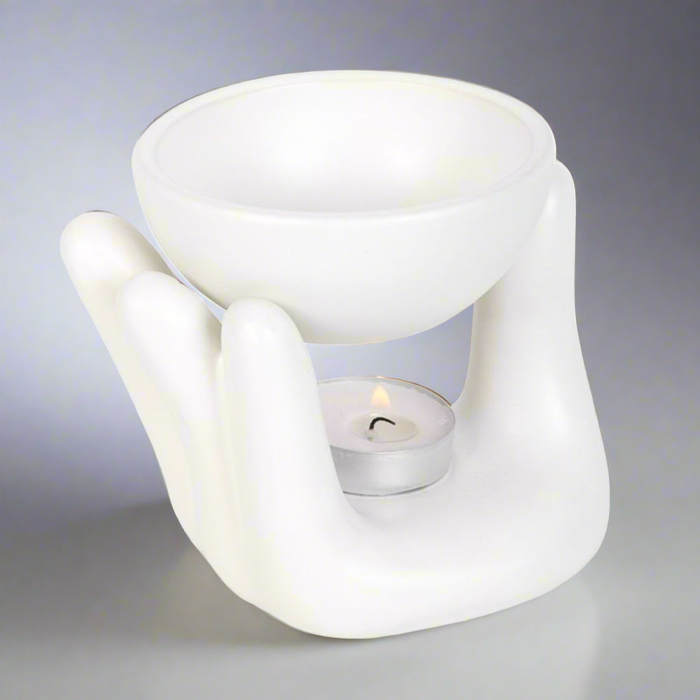 White Hand Ceramic Oil Burner - DuvetDay.co.uk