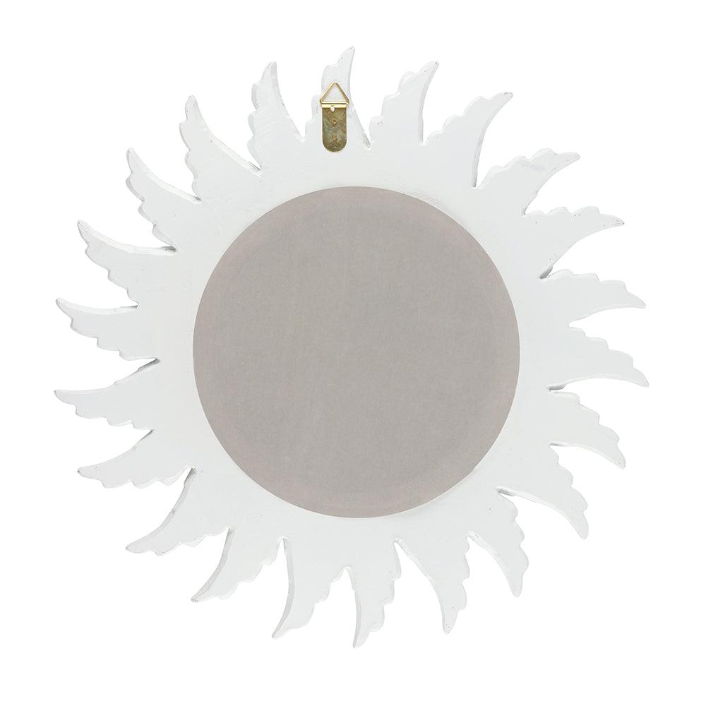 47cm Round White Glitter Angel Wing Mirror - DuvetDay.co.uk