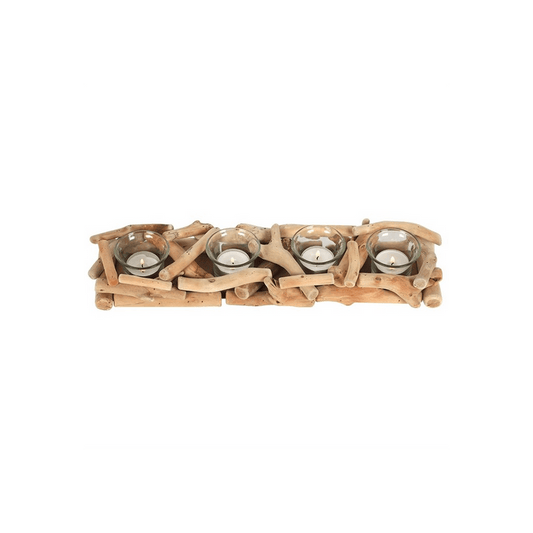 4pc Driftwood Candle Holder - DuvetDay.co.uk