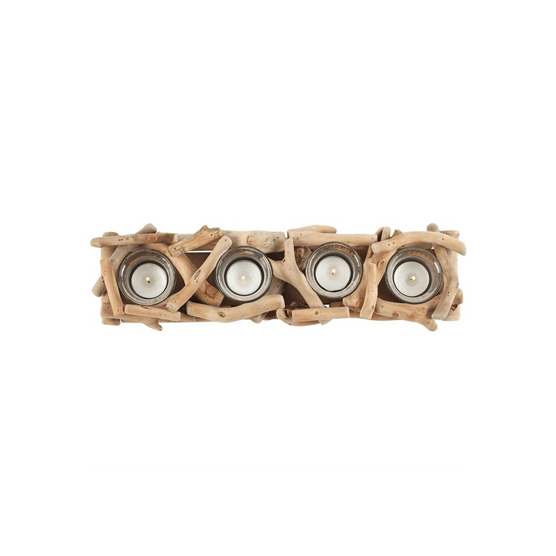 4pc Driftwood Candle Holder - DuvetDay.co.uk