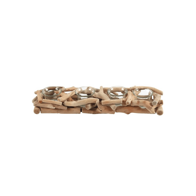 4pc Driftwood Candle Holder - DuvetDay.co.uk