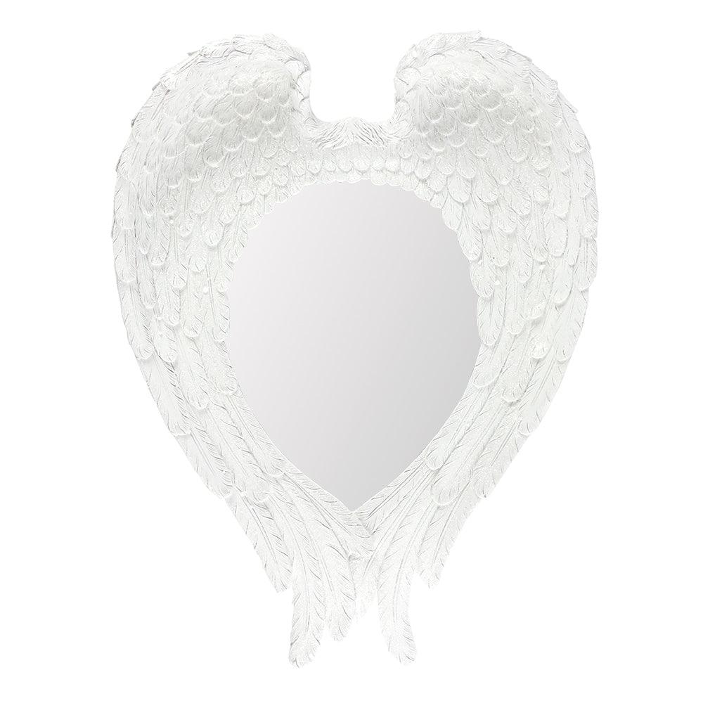 55cm White Glitter Angel Wing Mirror - DuvetDay.co.uk