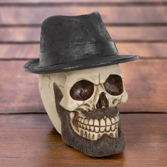 Skull Ornament with Trilby Hat