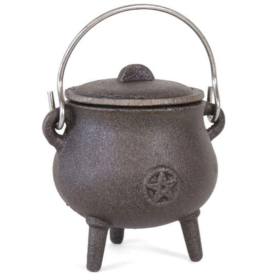 7cm Cast Iron Cauldron With Pentagram - DuvetDay.co.uk