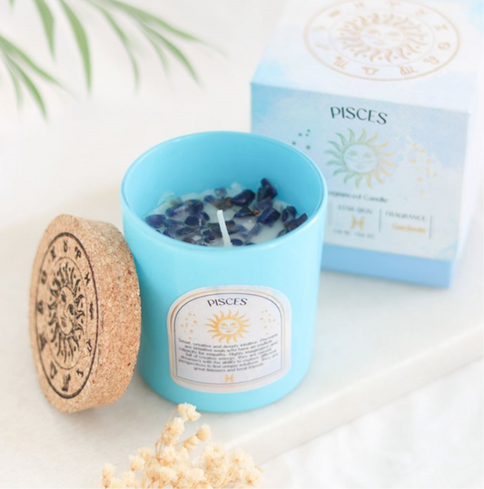 Pisces Gardenia Gemstone Zodiac Candle