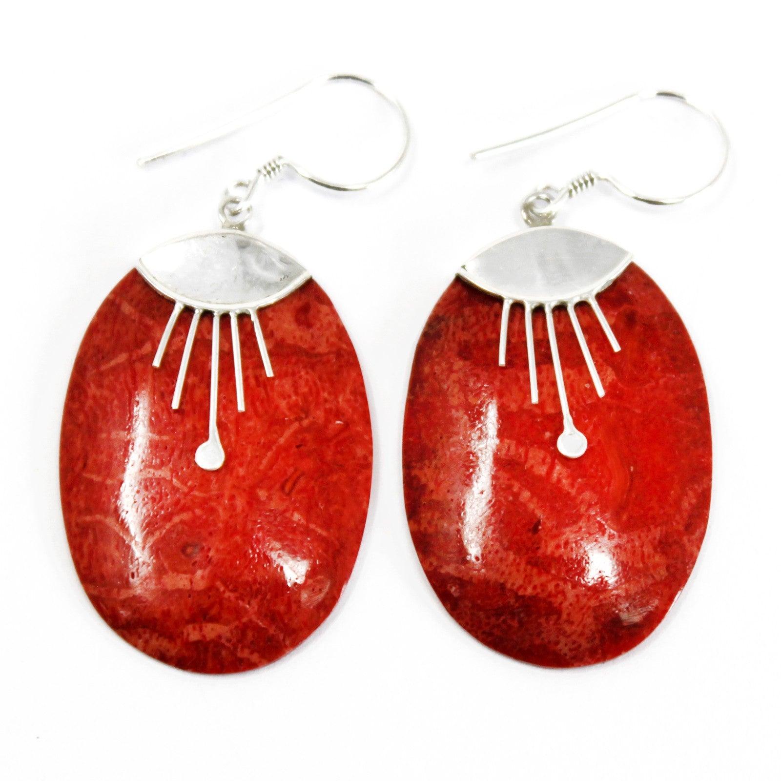 925 Silver Earrings - Oval Décor - DuvetDay.co.uk