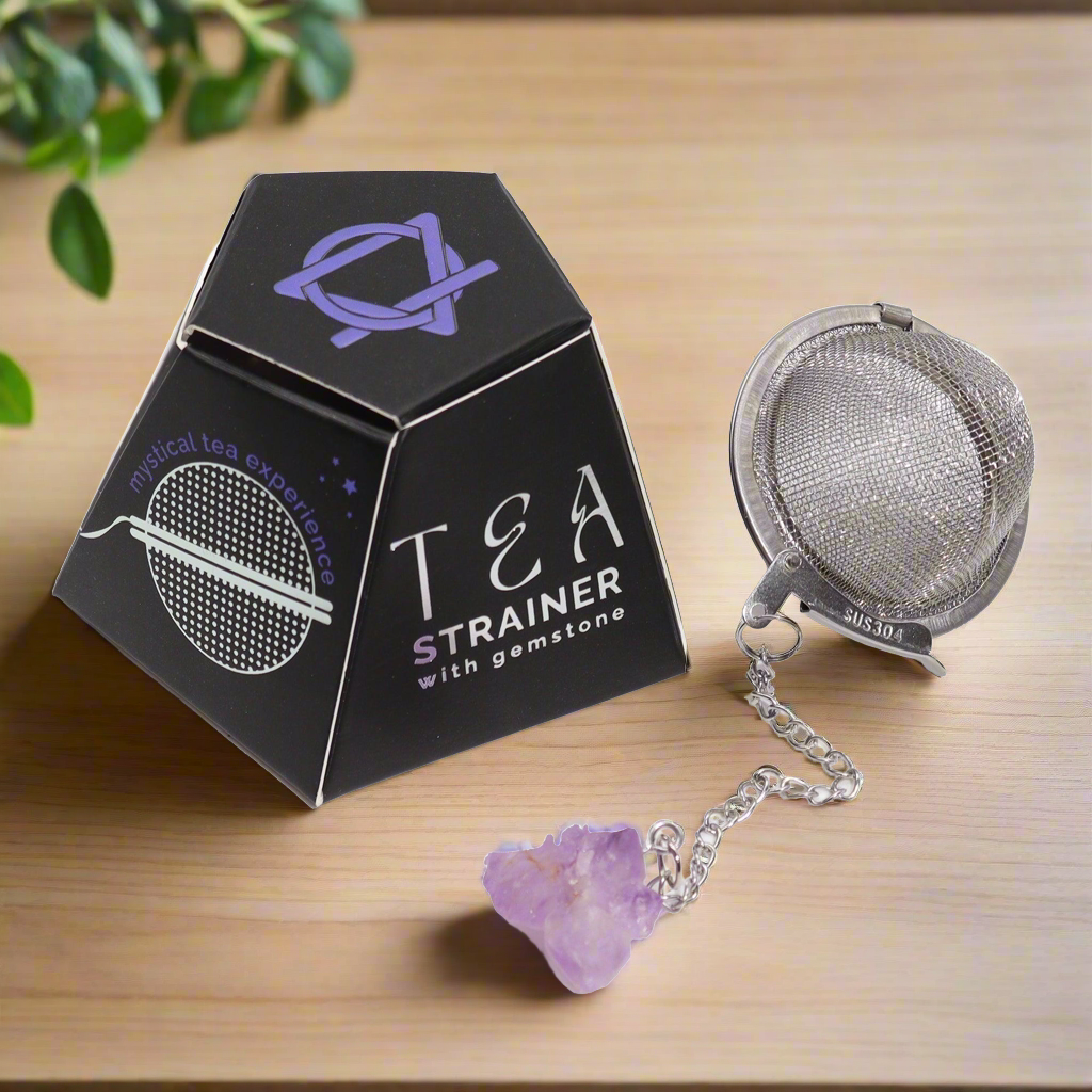 Raw Crystal Gemstone Tea Strainer - Amethyst Cluster