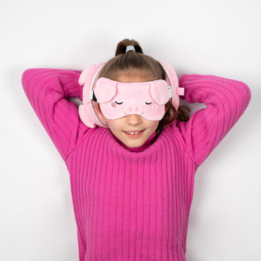 Relaxeazzz Travel Pillow & Eye Mask - Oliver the Pig - DuvetDay.co.uk