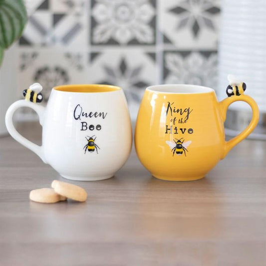 Bee Happy King and Queen Couples Mug Set - DuvetDay.co.uk