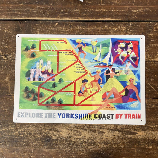 Vintage Metal Sign - British Railways Retro Advertising, Explore The Yorkshire Coast