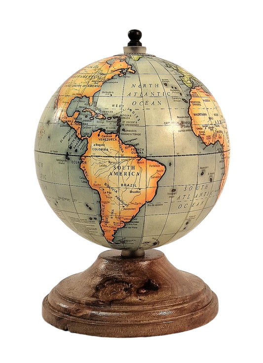 5 Inch World Globe on Mango Wood Stand