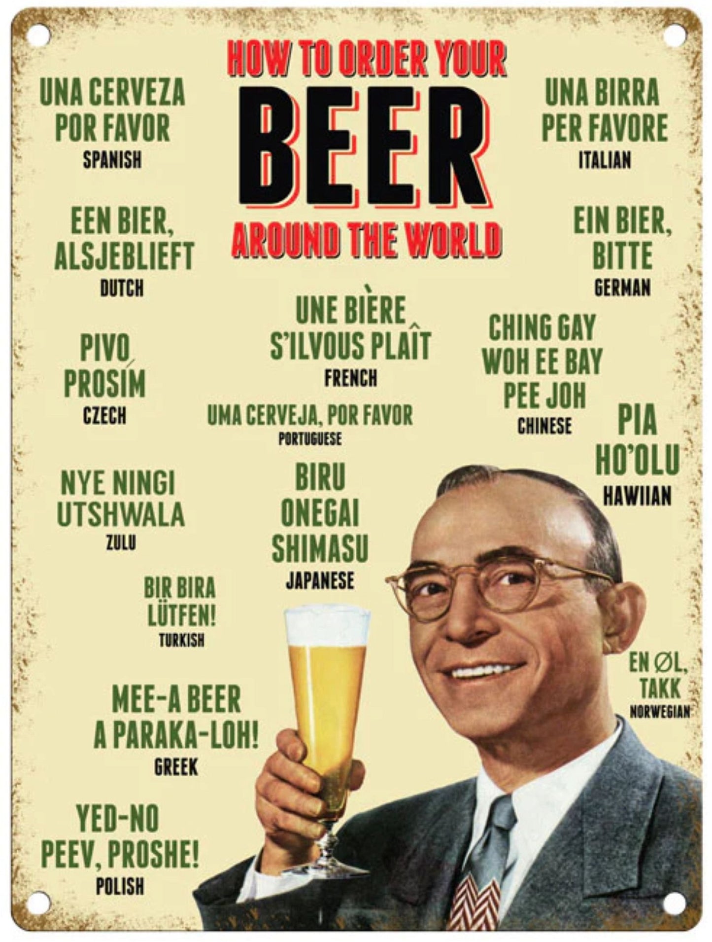 Large Metal Sign 60 x 49.5cm Beer How to Order your Beer