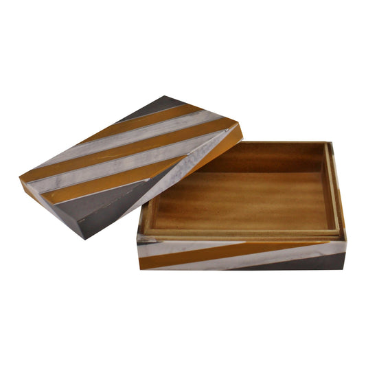 Abstract Design Resin Large Trinket Box, Design 1 , Diagonal Stripes