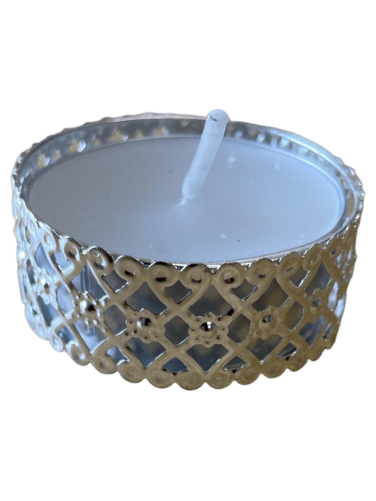 Silver and Gold Heart Pattern Tea Light Candles, Pack of 12