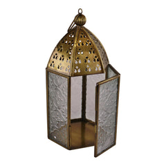 Small Gold Metal Moroccan Style Kasbah Candle Lantern