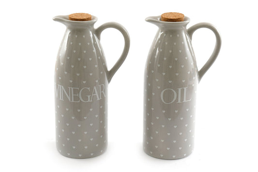 Set Of Two Heart Design Vinegar And Oil Pourers