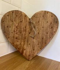 Heart Shaped Wooden Chopping Board Burnt Heart 40cm