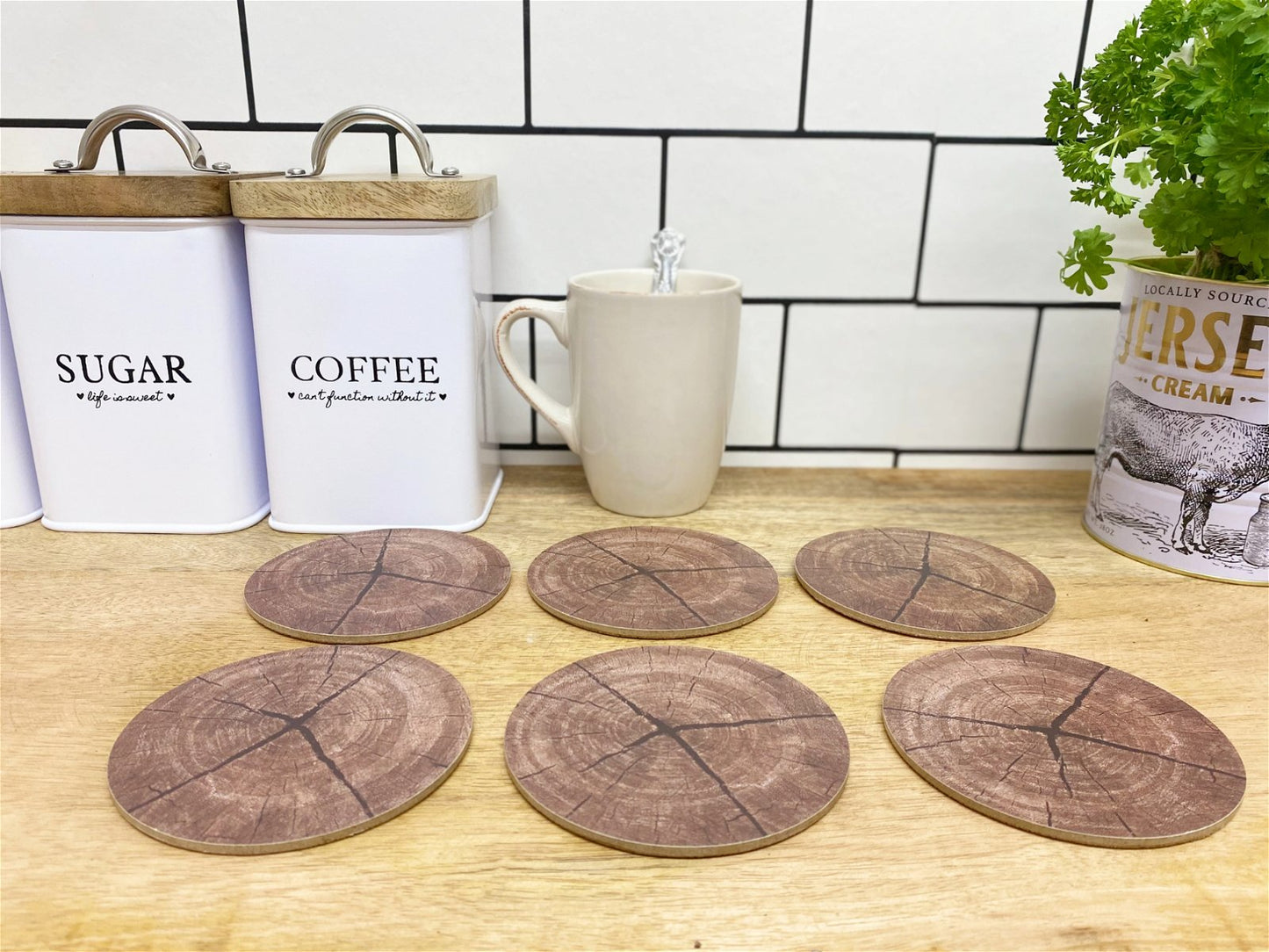 Set of Six Bark Design Coasters