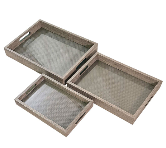 Set of 3 Grey Weave Base Trays