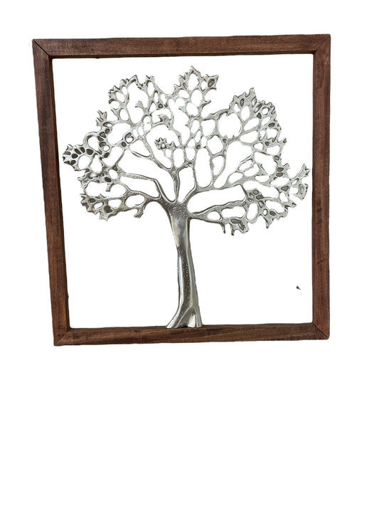 Large Silver Tree Of Life In A Frame, 46cm