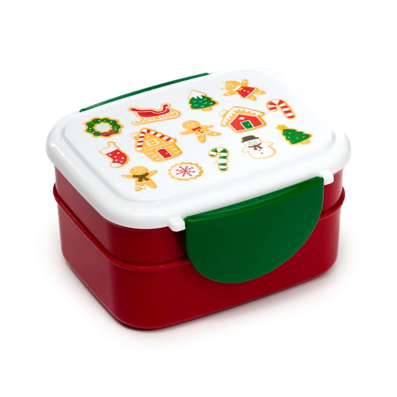 Bento Clip Lock Lunch Box with Cutlery - Christmas Baker Street Gingerbread 