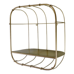 Gold Metal Wall Storage Shelf, Basket Design