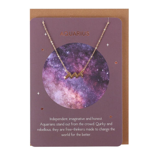 Aquarius Zodiac Necklace Card - DuvetDay.co.uk