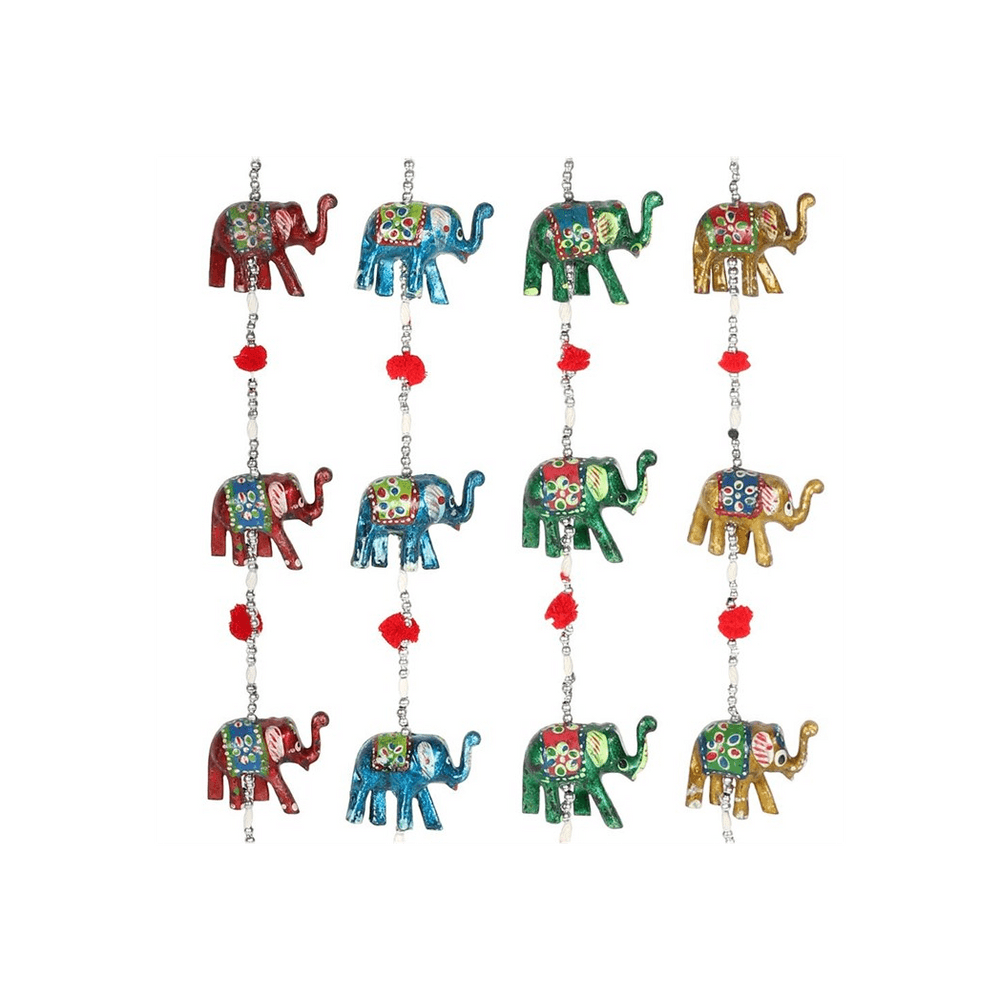 Assorted Hanging Elephant Decoration with Bell - DuvetDay.co.uk