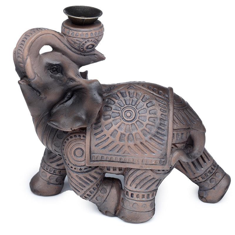 Backflow Incense Burner - Peace of the East Wood Effect Elephant - DuvetDay.co.uk