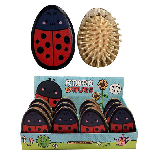 Bamboo Shaped Hair Brush - Adoramals Tilly the Ladybird - DuvetDay.co.uk