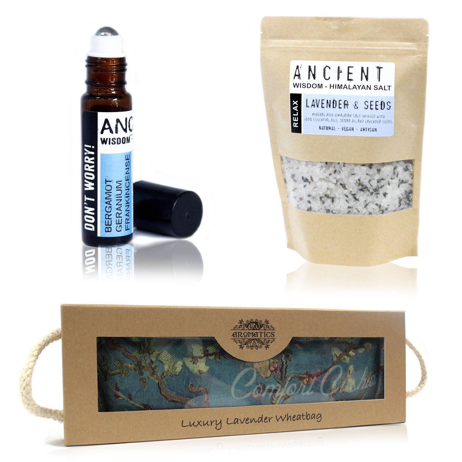 Bath Salts, Roll-on Blend and Wheat Bag Set - DuvetDay.co.uk