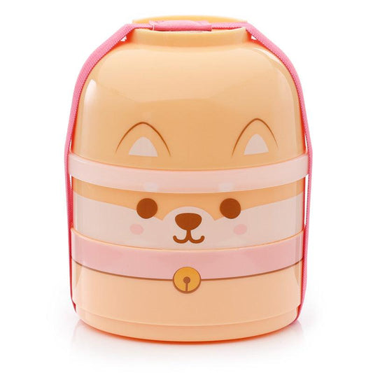 Bento Round Stacked Lunch Box - Shiba Inu Dog - DuvetDay.co.uk