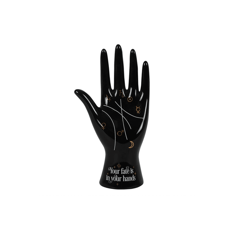 Black Ceramic Palmistry Hand Ornament - DuvetDay.co.uk