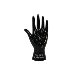 Black Ceramic Palmistry Hand Ornament - DuvetDay.co.uk