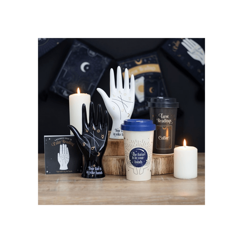 Black Ceramic Palmistry Hand Ornament - DuvetDay.co.uk