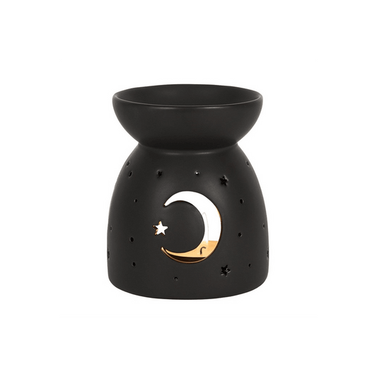 Black Mystical Moon Cut Out Oil Burner - DuvetDay.co.uk