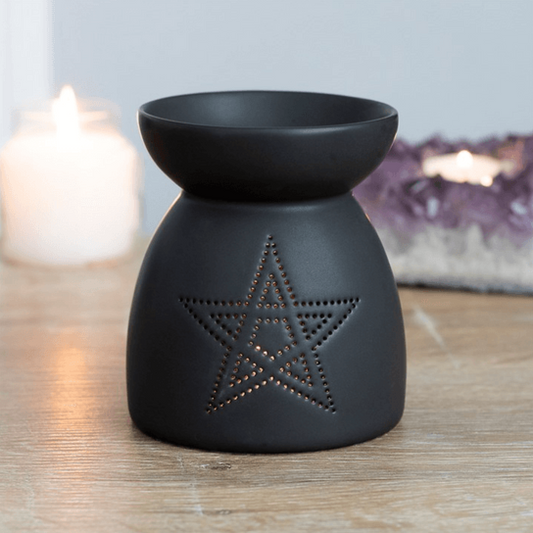 Black Pentagram Cut Out Oil Burner - DuvetDay.co.uk