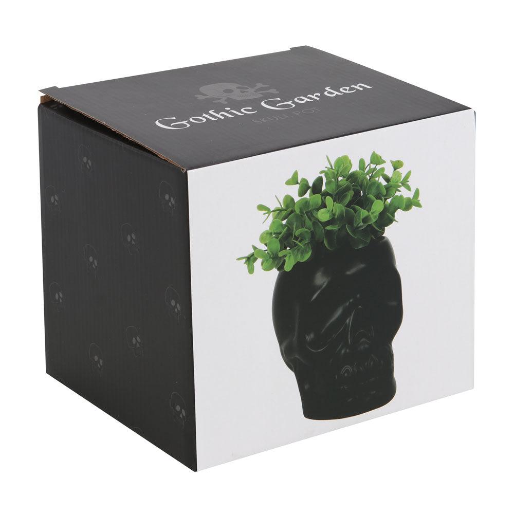 Black Skull Plant Pot - DuvetDay.co.uk