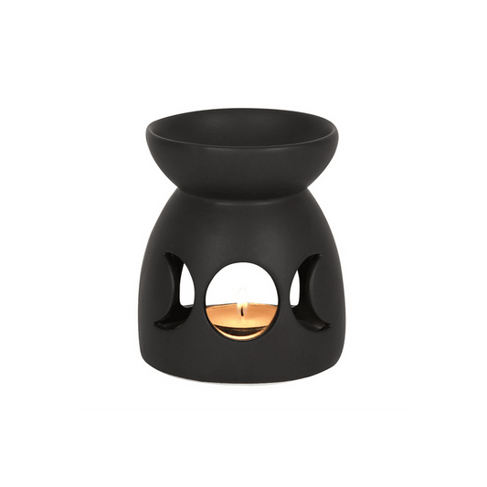 Black Triple Moon Cut Out Oil Burner - DuvetDay.co.uk