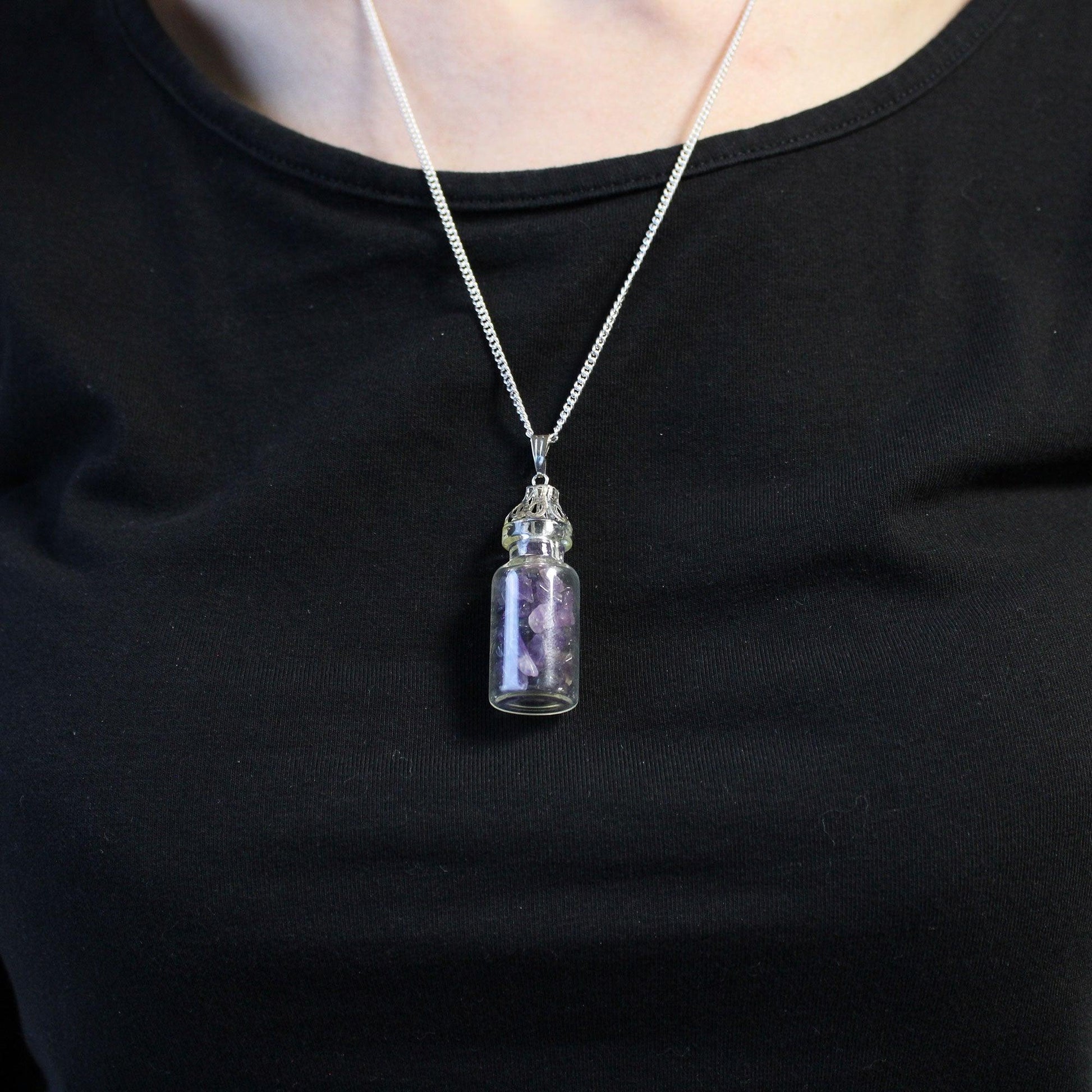 Bottled Gemstones Necklace - Amethyst - DuvetDay.co.uk