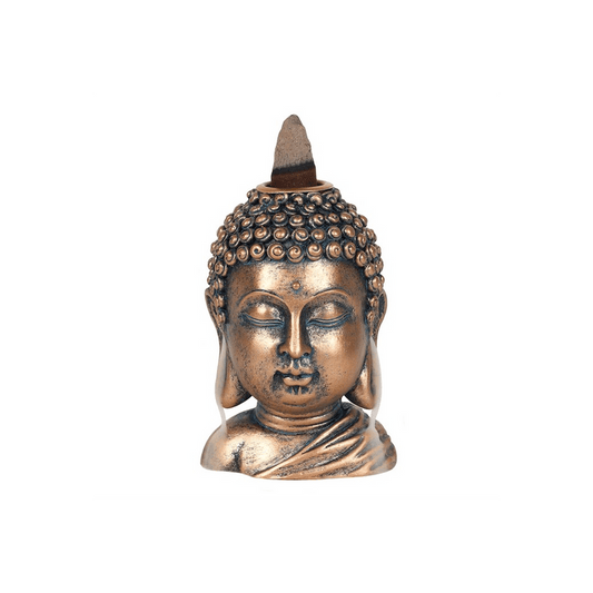 Bronze Buddha Head Backflow Incense Burner - DuvetDay.co.uk