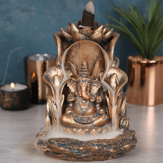 Bronze Ganesh Backflow Incense Burner - DuvetDay.co.uk